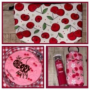 Essence So Cherry Happy Blush & Lip Balm w/Cherry Print Makeup Bag